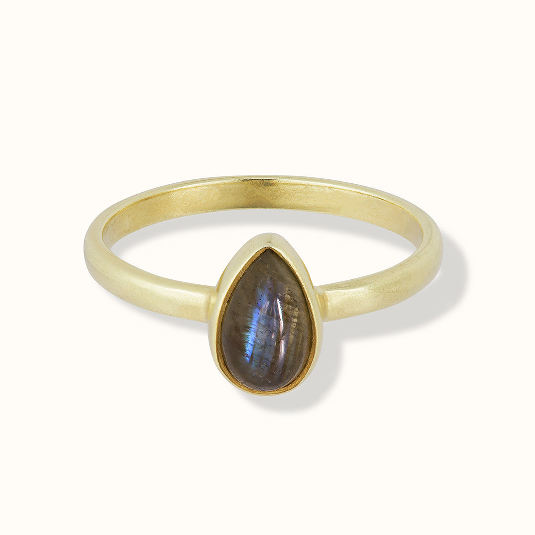 Agua Labradorit Ring Golden