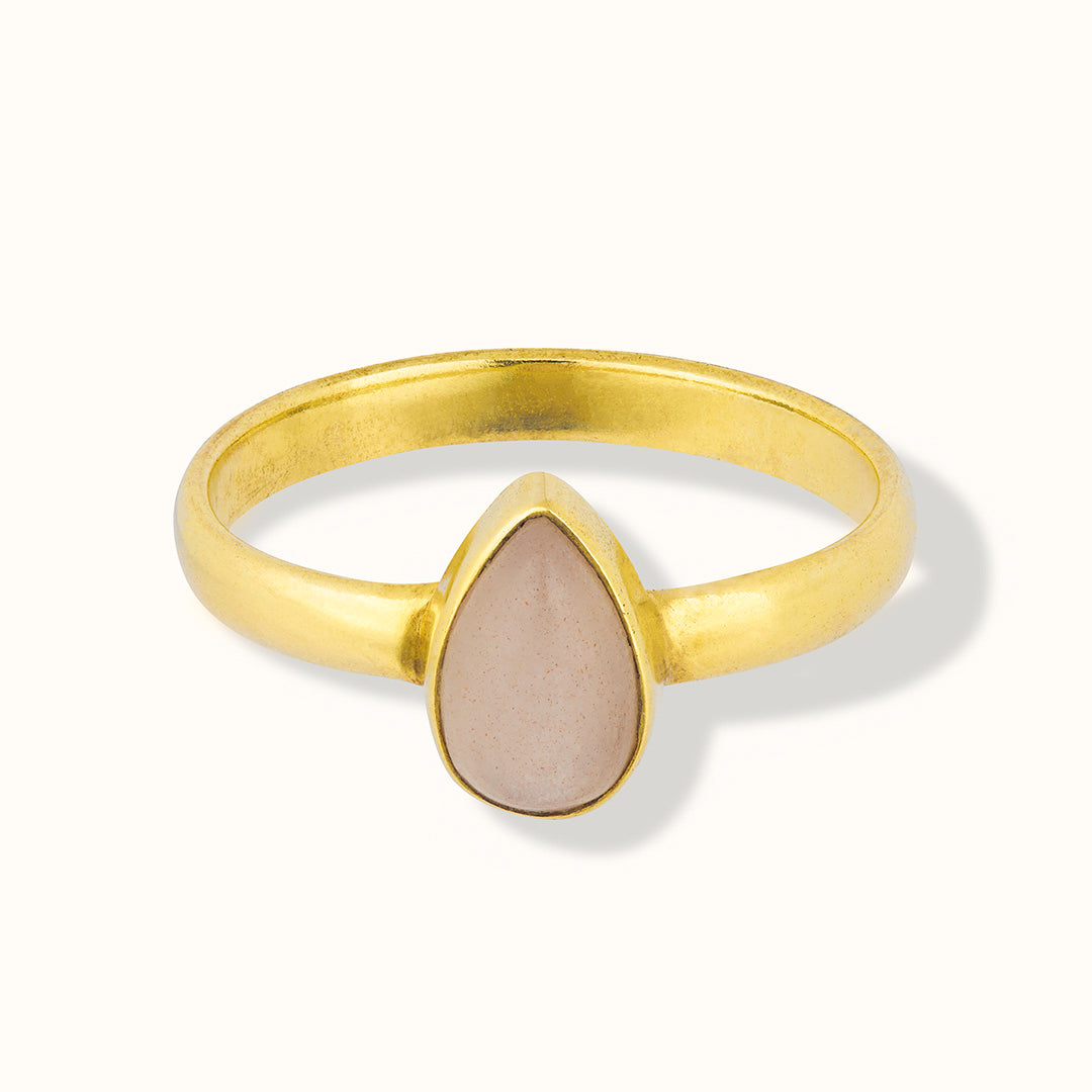 Agua Peach-Mondstein Ring Golden