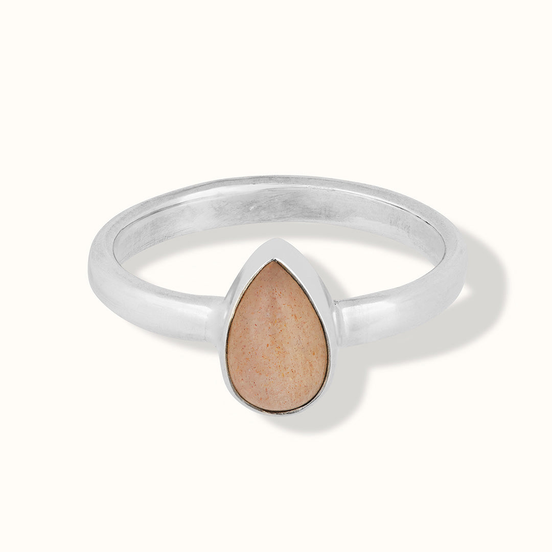 Agua Peach-Mondstein Ring Silber