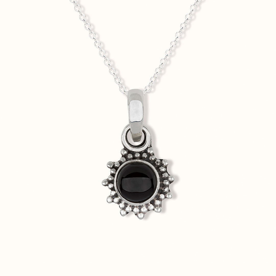 Indische Sonne Onyx Charm Silber