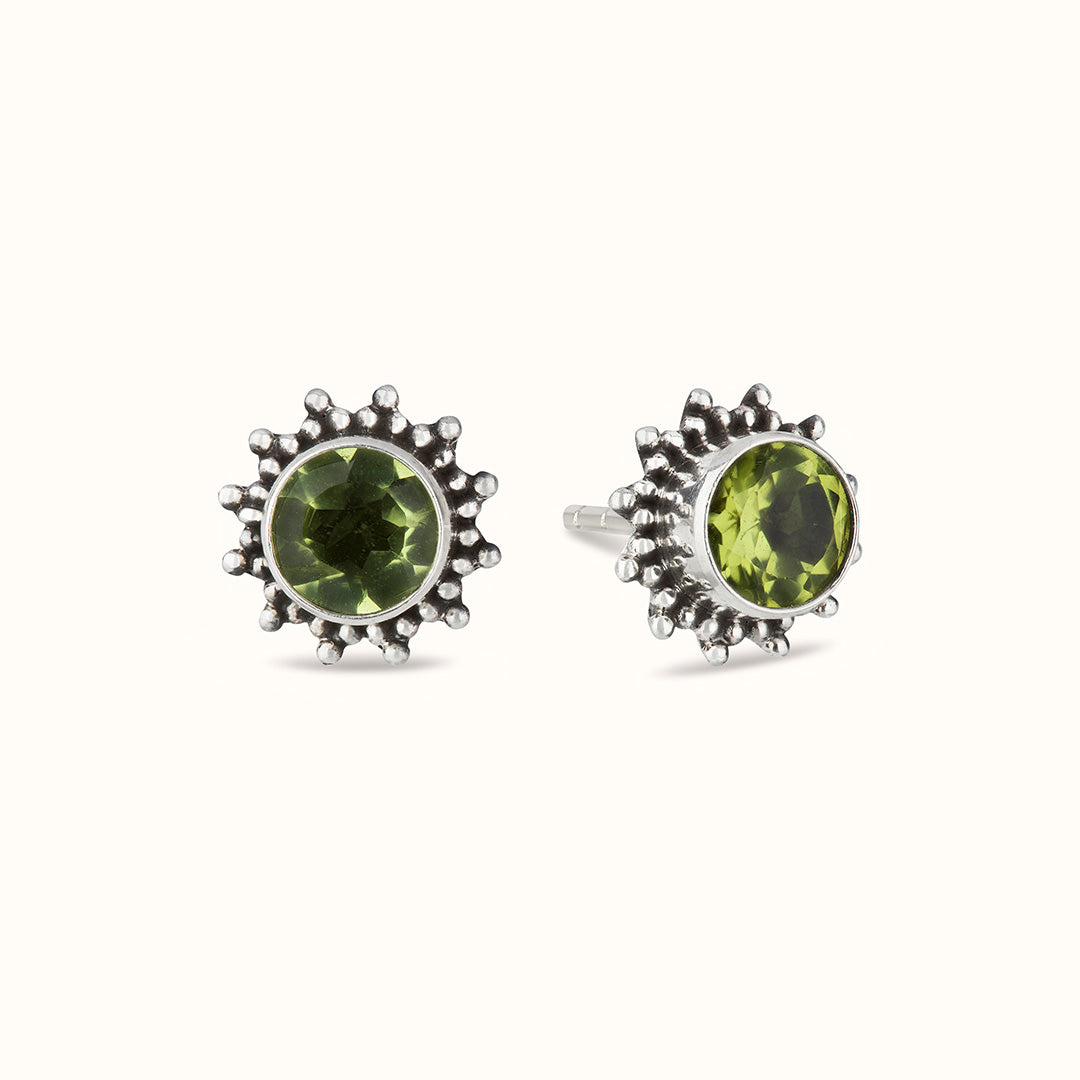 Indische Sonne Peridot Ohrstecker Silber