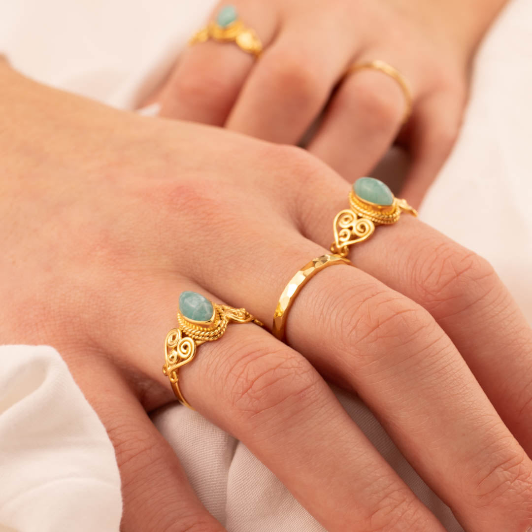 Namaste Amazonit Ring Golden - Spirit of Liebs