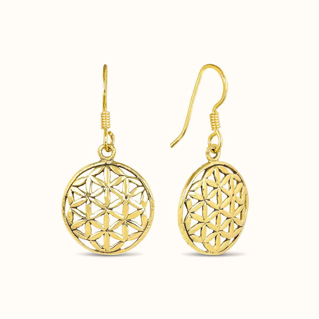 Blume des Lebens Ohrhänger Golden