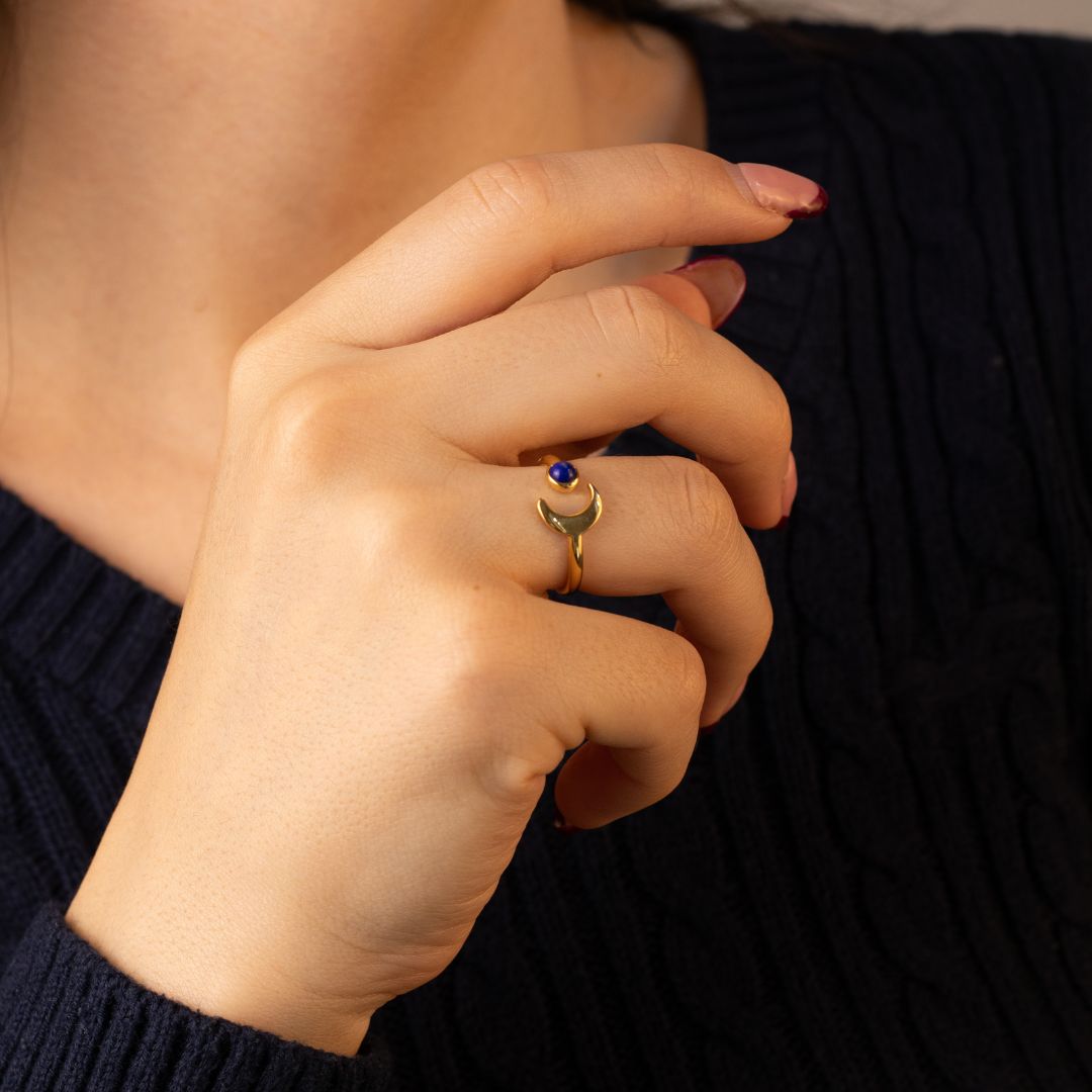 Luna Lapislazuli Ring Golden