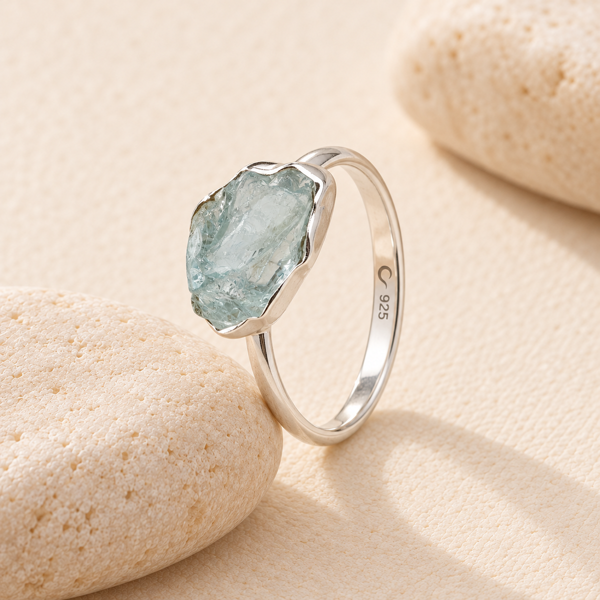 Gaia Aquamarin Ring Silber