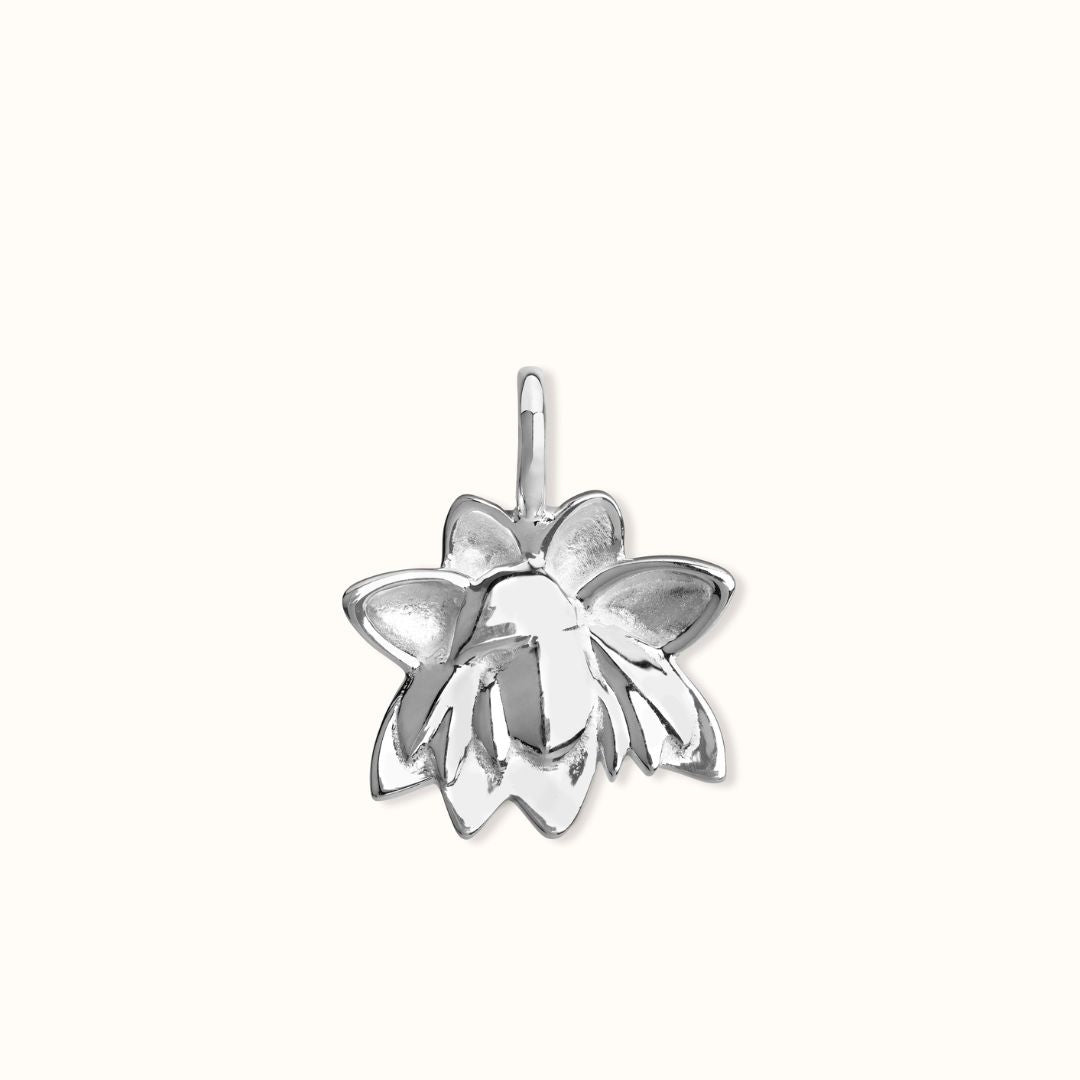 "I can and I will" Lotus Charm Silber