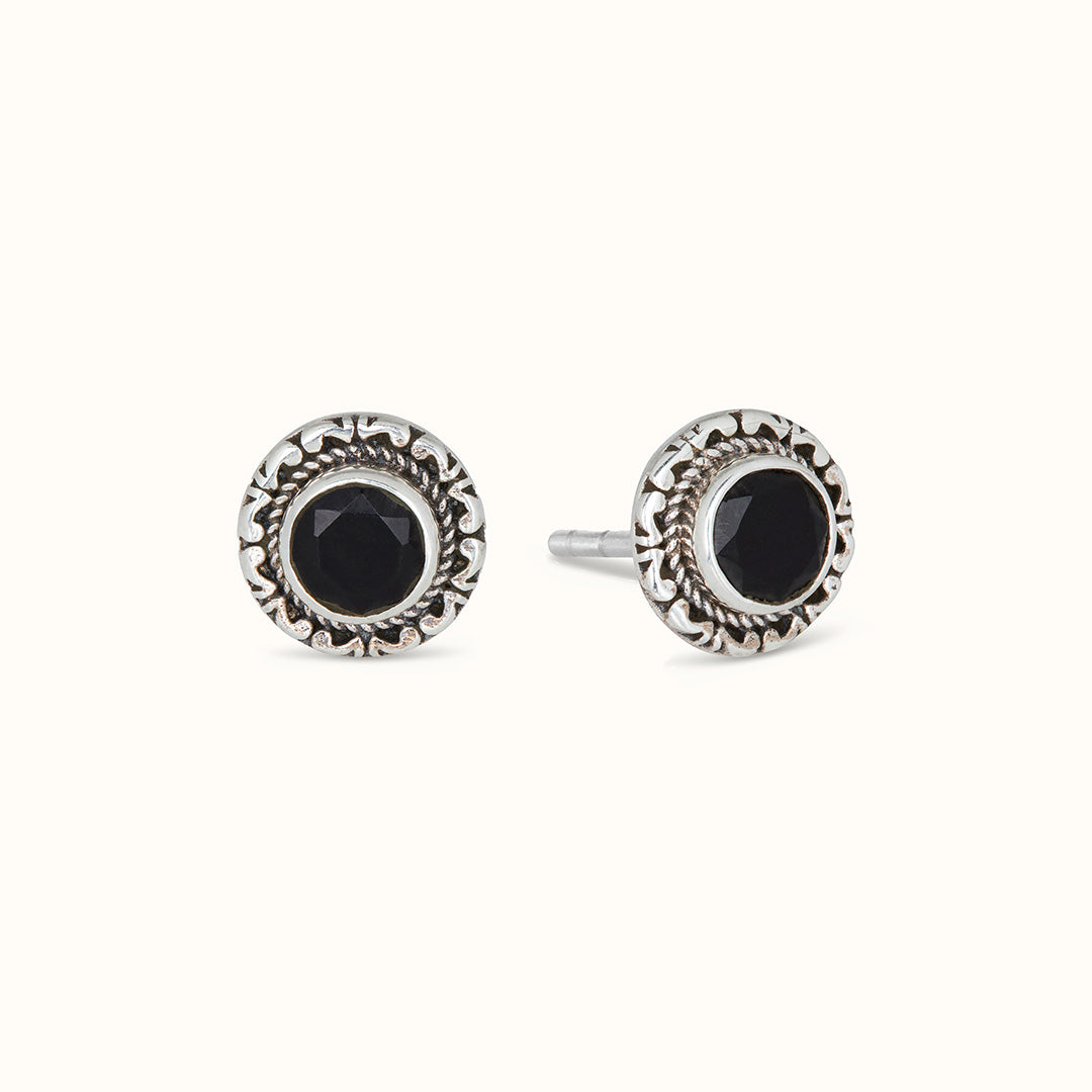Inka Onyx Ohrstecker Silber