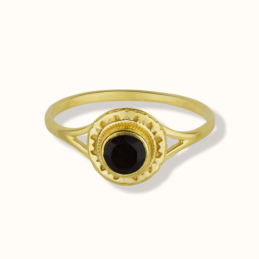 Inka Onyx Ring Golden