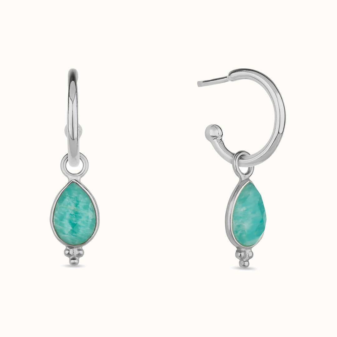 Luna Amazonit Hoops Silber