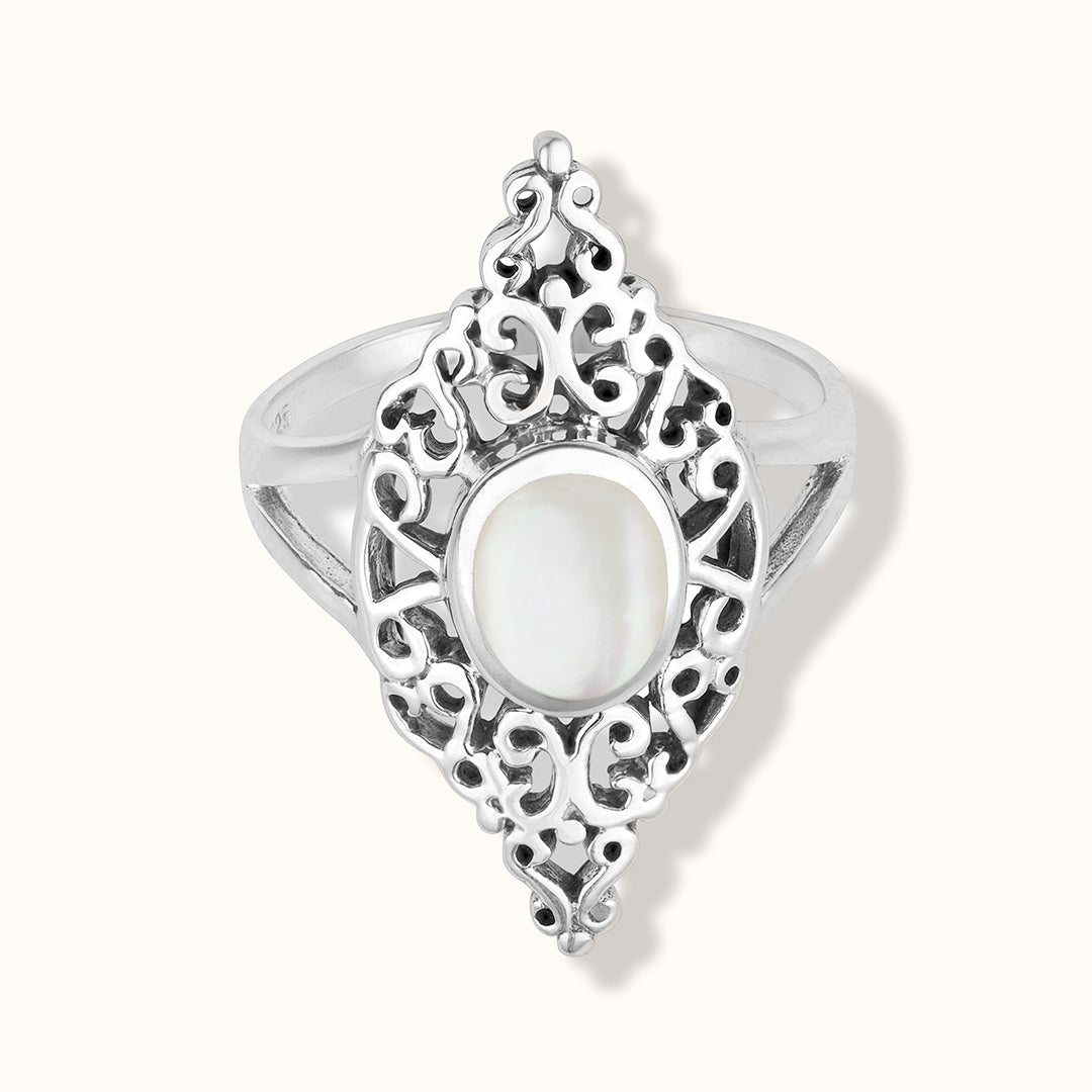 Sahara Weißes Perlmutt Ring Silber