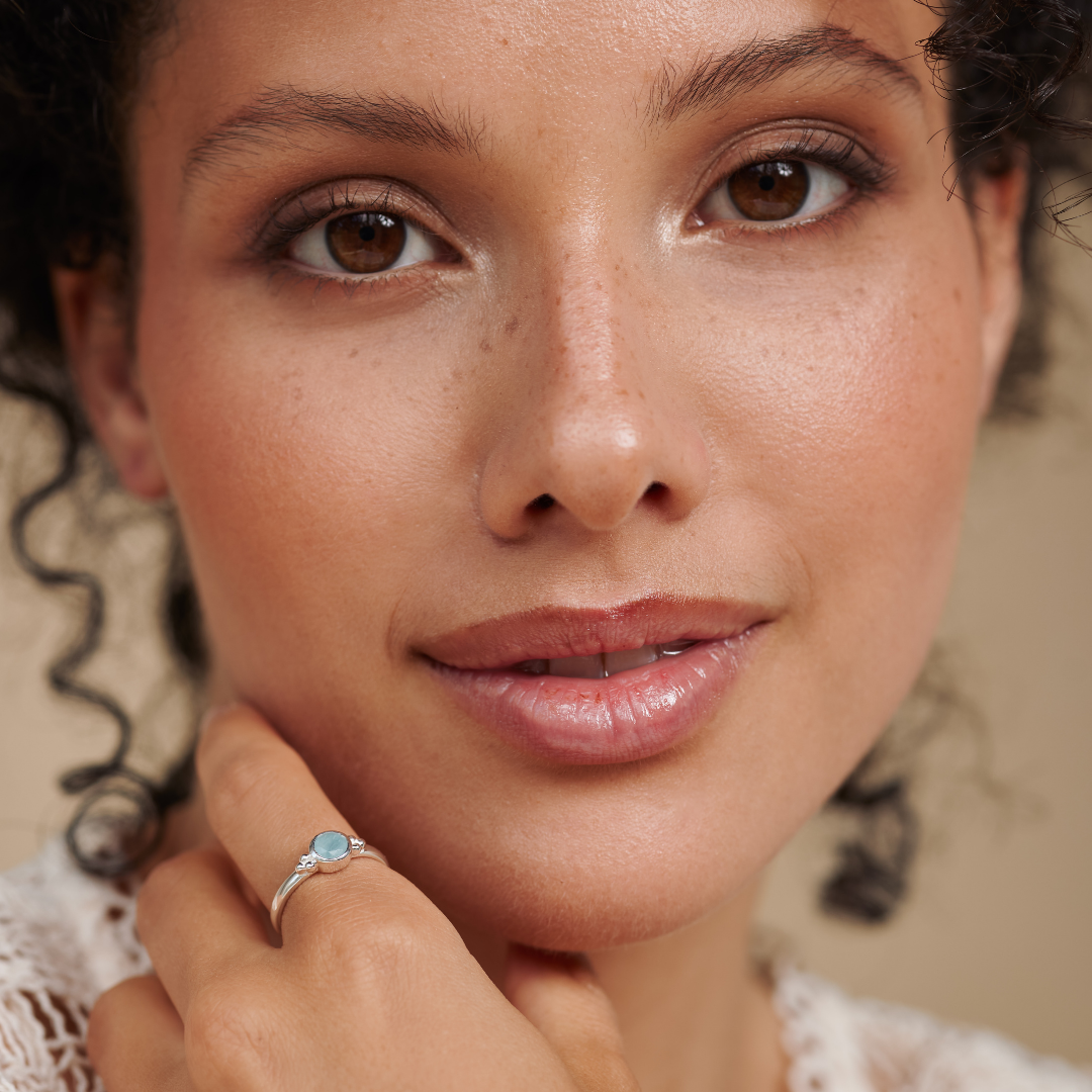 Ava Aquamarin Ring Silber