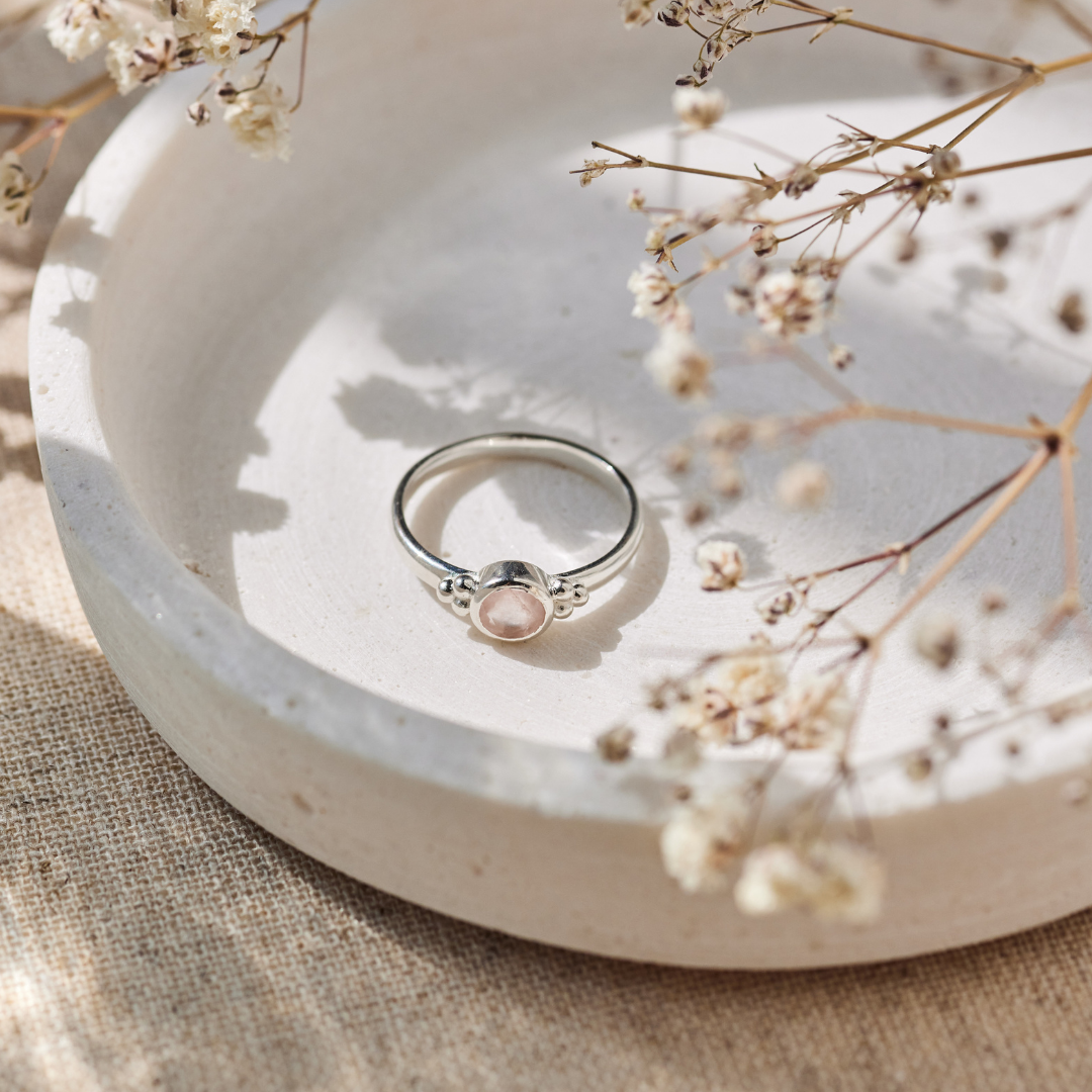Ava Rosenquarz Ring Silber