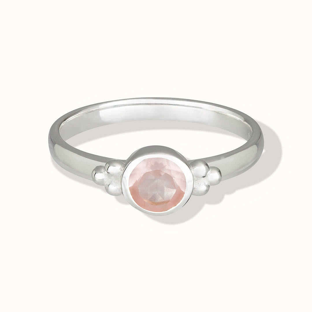 Ava Rosenquarz Ring Silber