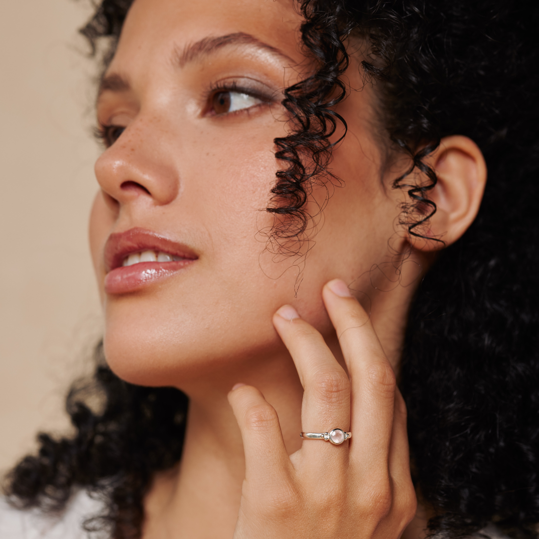Ava Rosenquarz Ring Silber