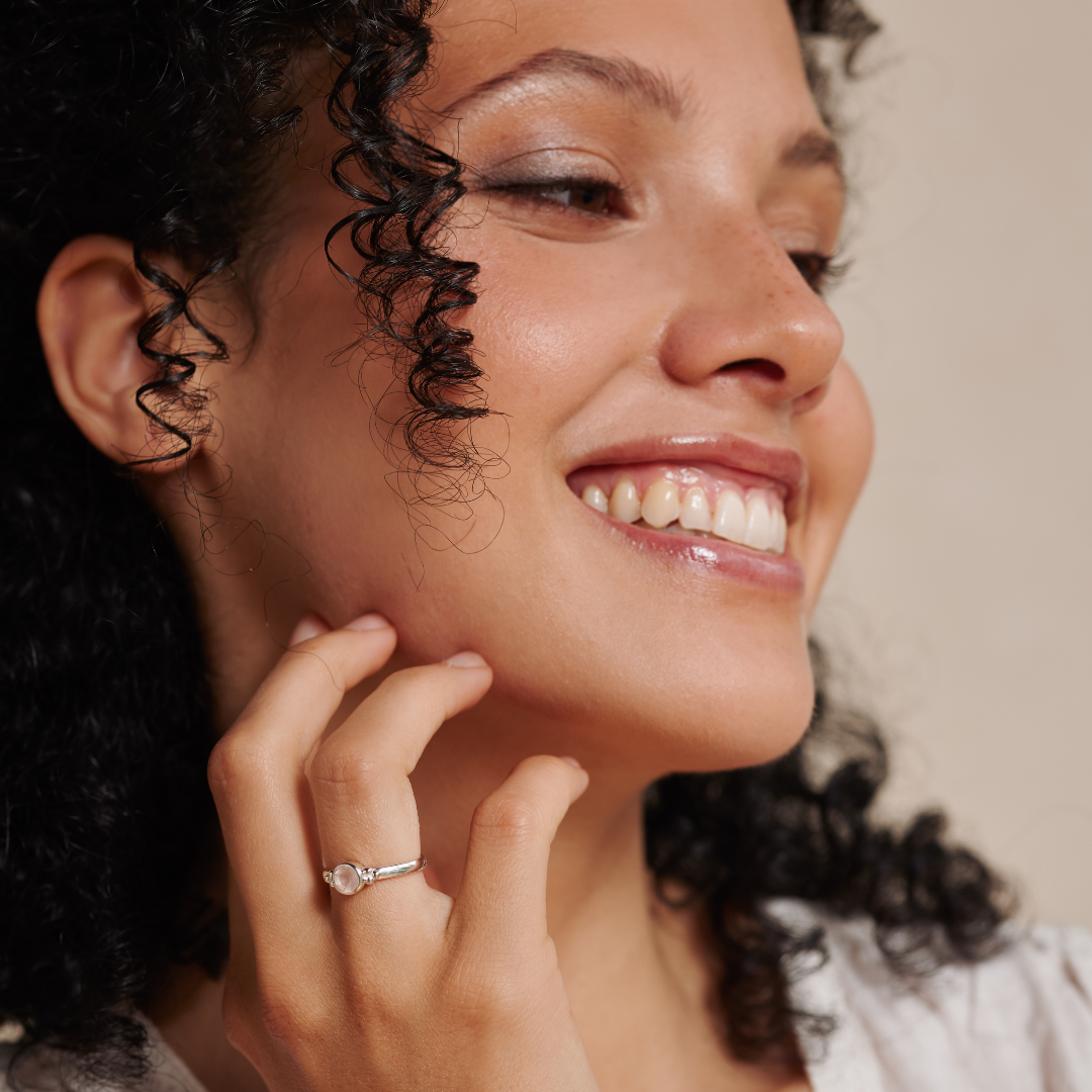 Ava Rosenquarz Ring Silber