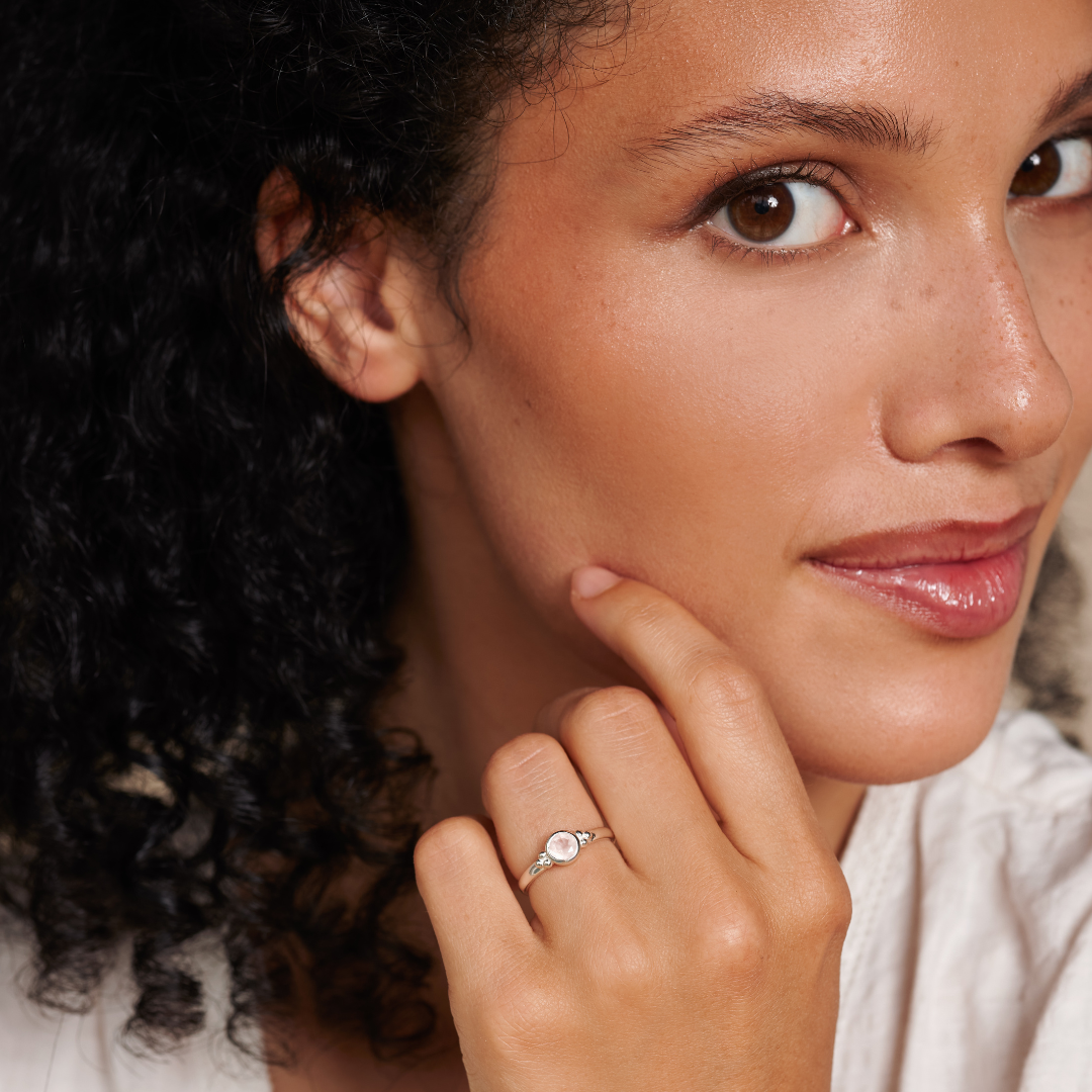 Ava Rosenquarz Ring Silber