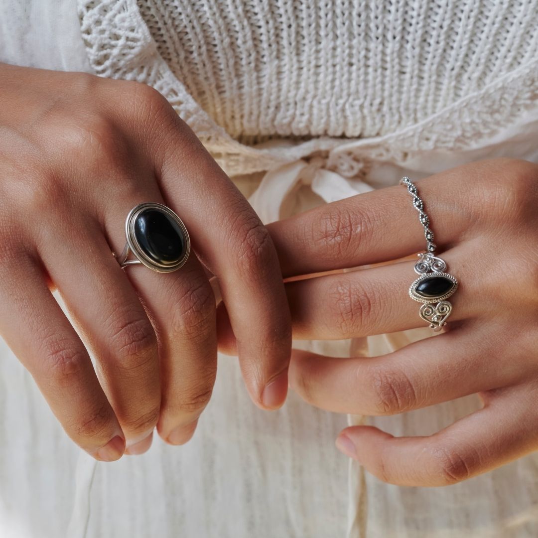 Aylin Onyx Ring Silber