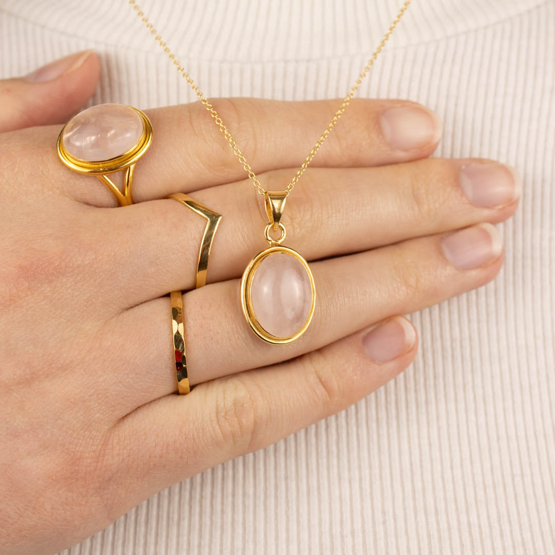 Aylin Rosenquarz Ring Golden
