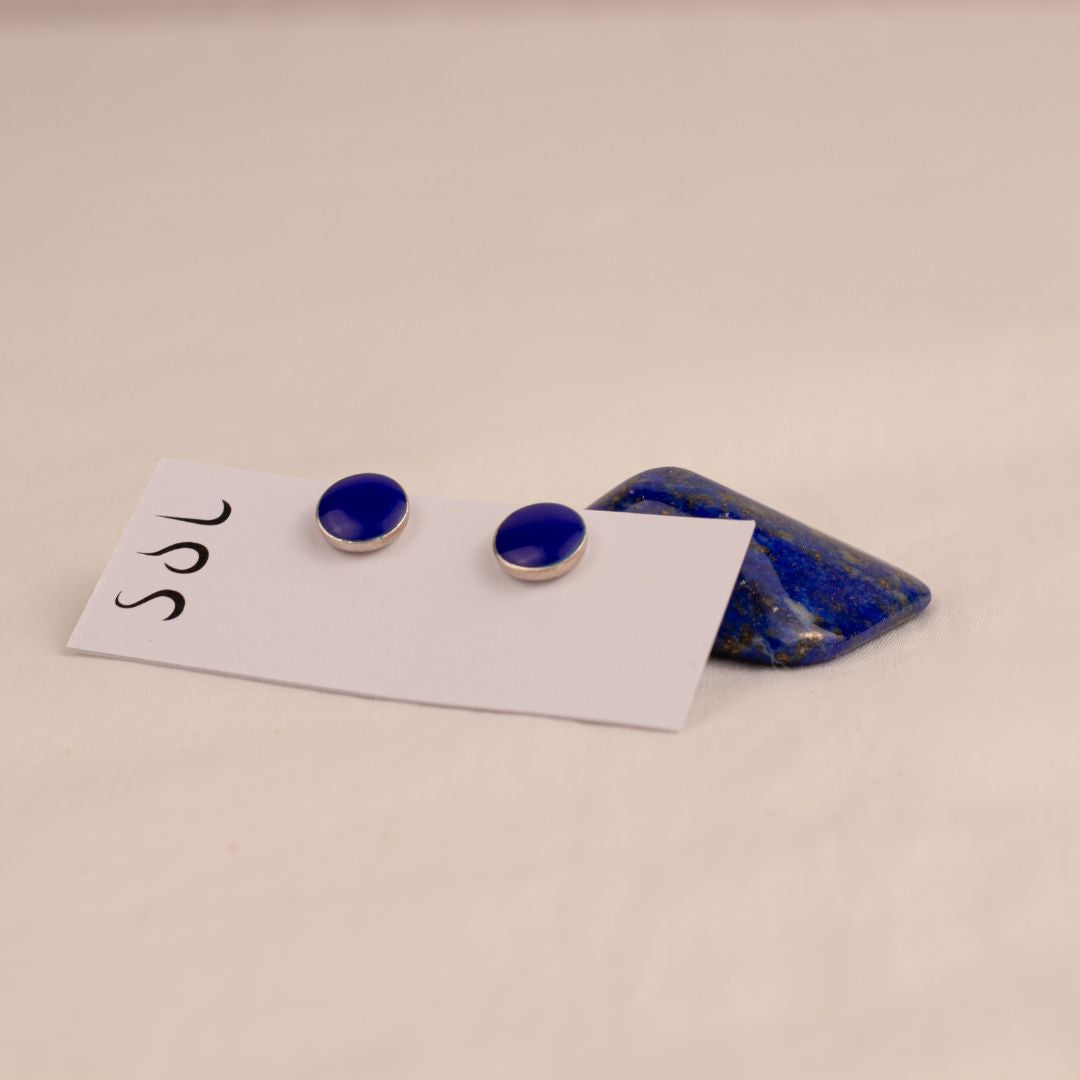 Basic Dunkelblaue Ohrstecker Silber 8mm