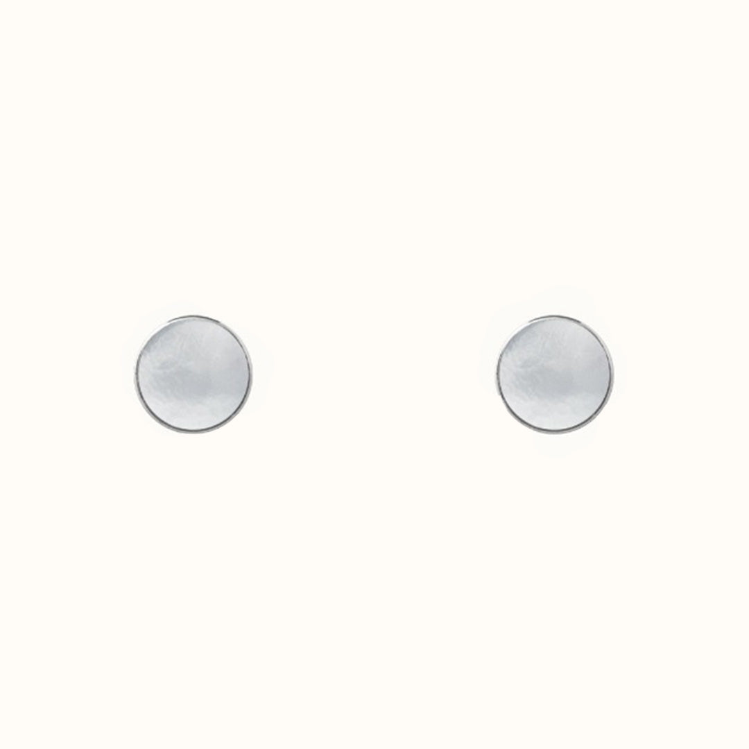 Basic Weißes Perlmutt Ohrstecker 5mm Silber