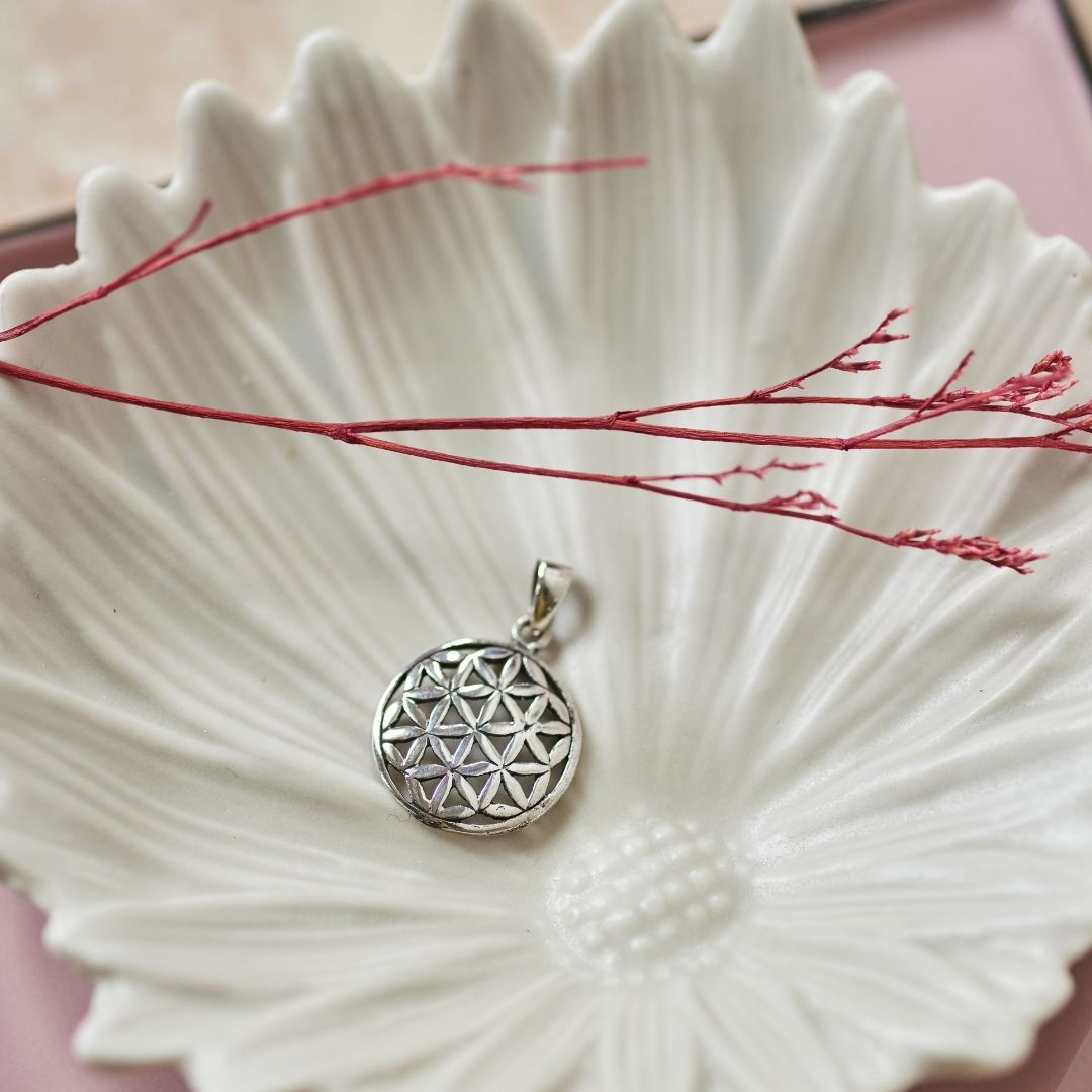 Blume des Lebens Charm Silber
