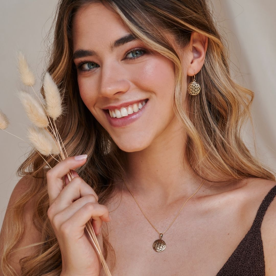 Blume des Lebens Ohrhänger Golden