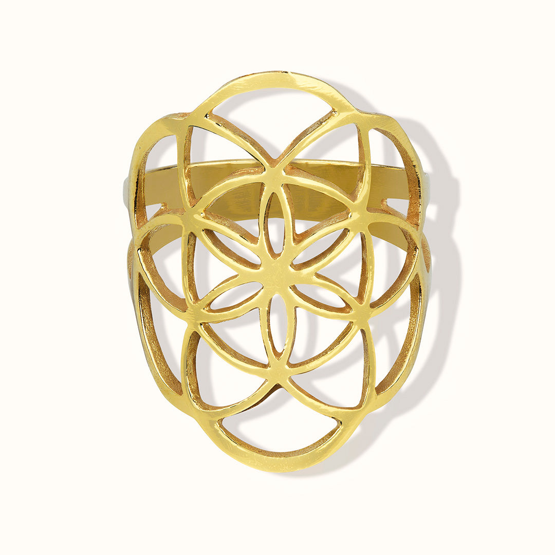 Blume des Lebens Ring Golden