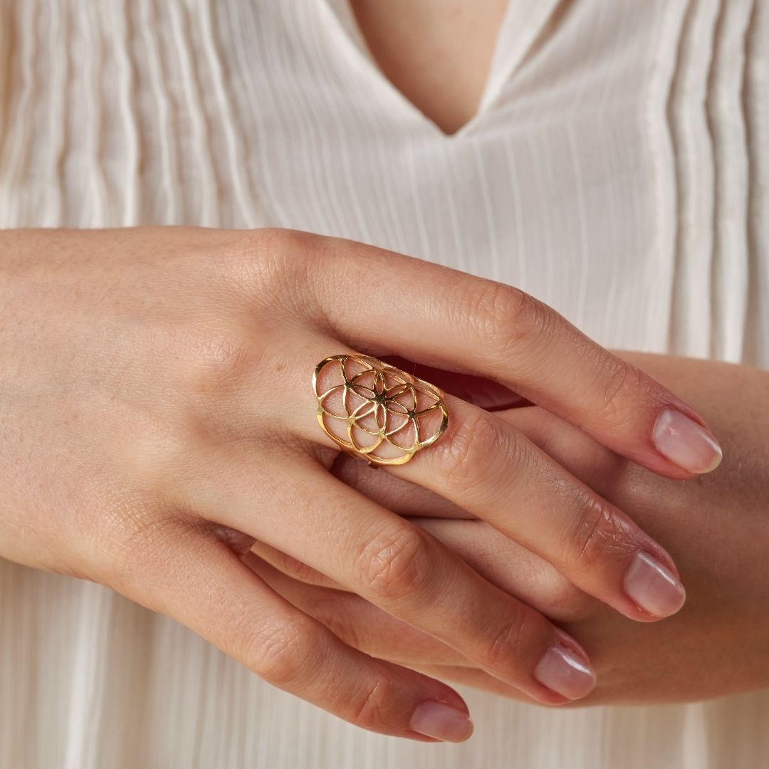 Blume des Lebens Ring Golden