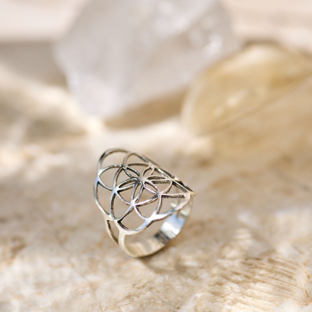 Blume des Lebens Ring Silber