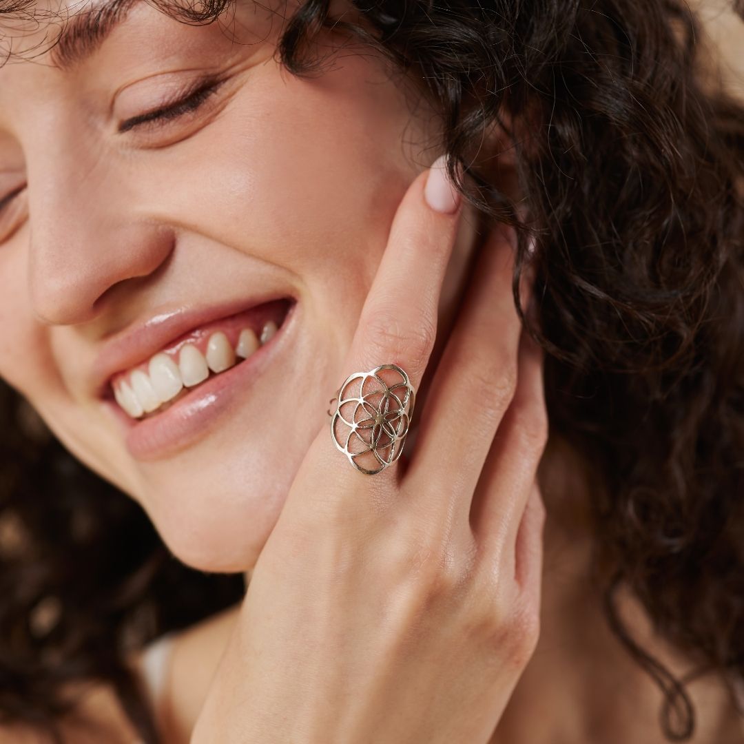 Blume des Lebens Ring Silber