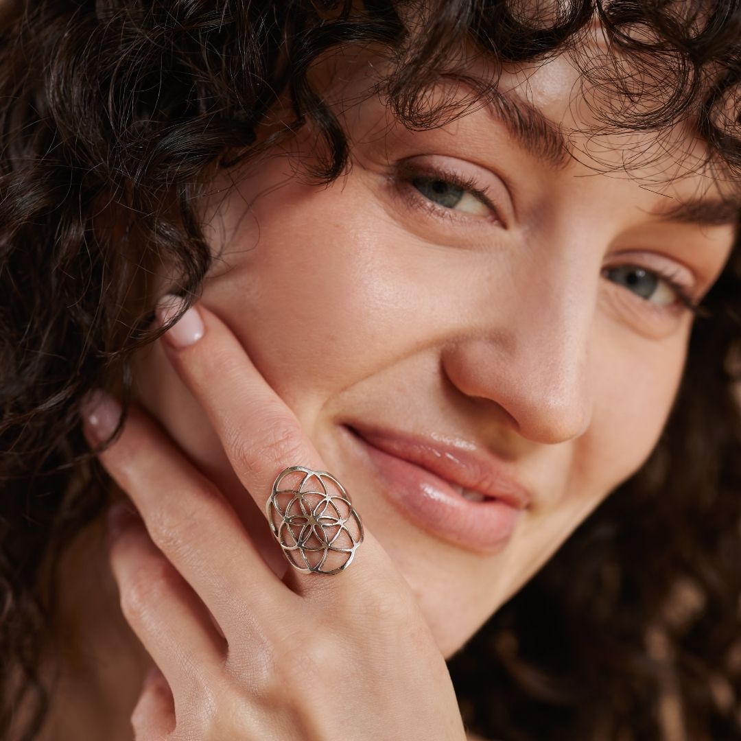 Blume des Lebens Ring Silber