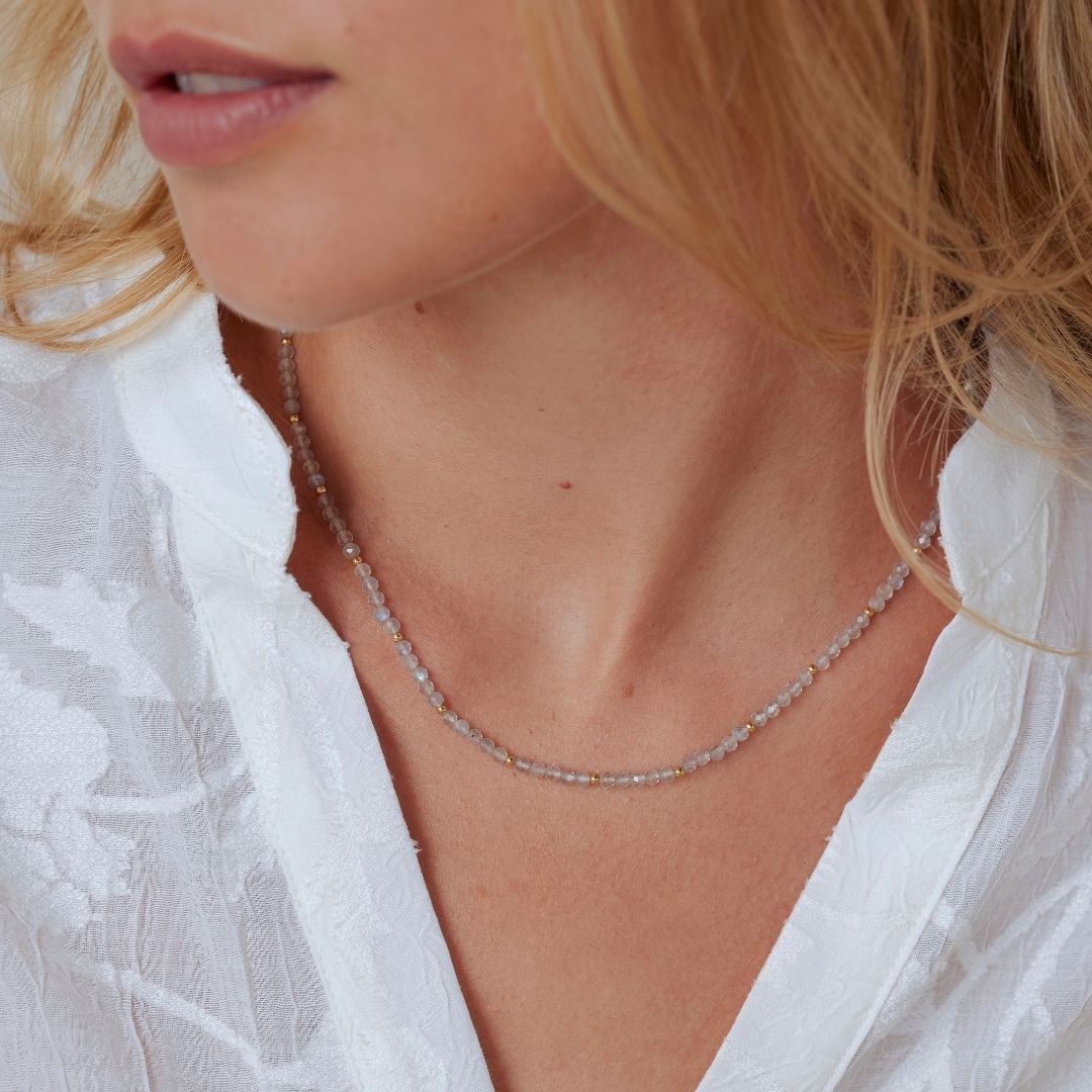 "Breathe in, breathe out" Labradorit Kette Golden