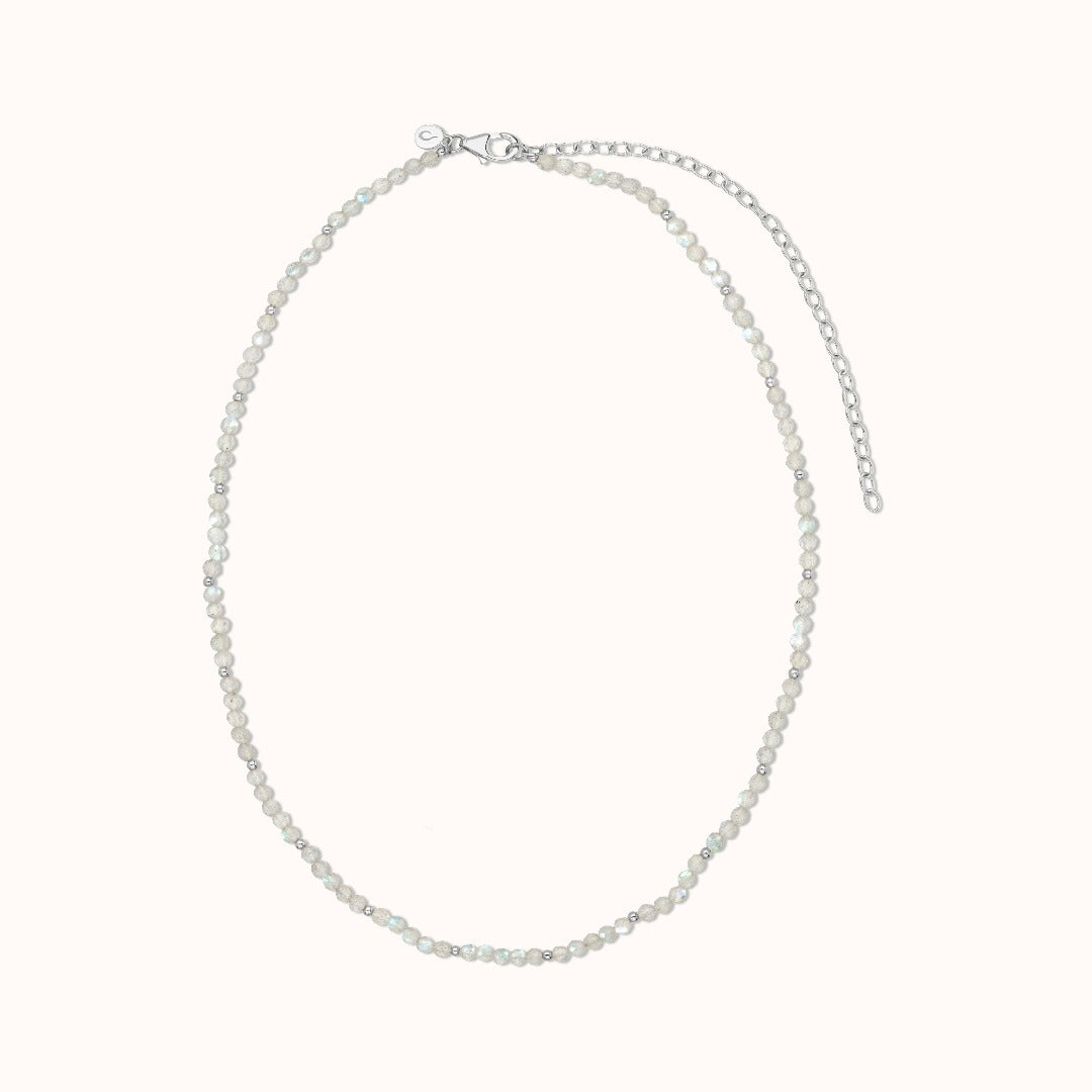 "Breathe in, breathe out" Labradorit Kette Silber