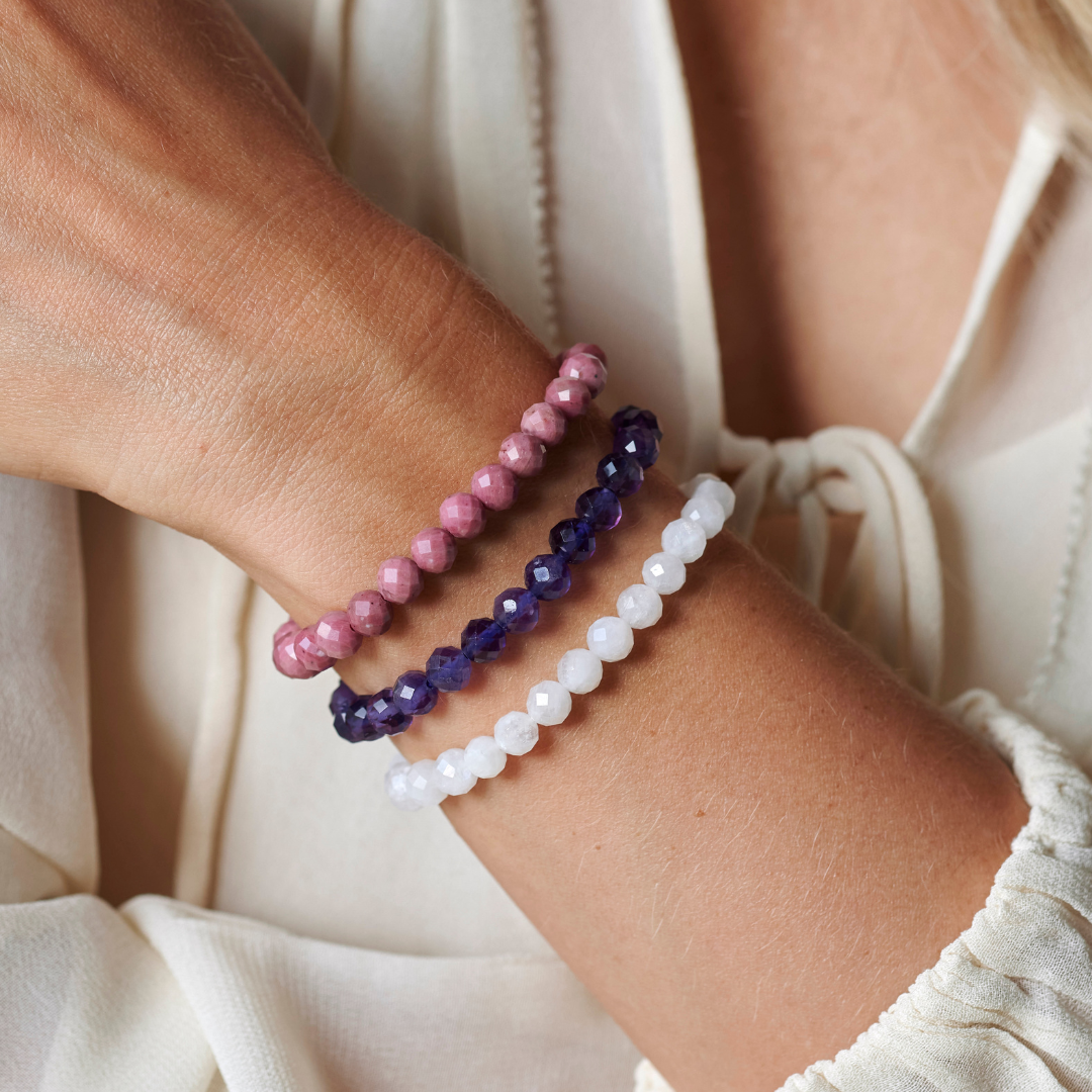 CALM DOWN Set Amethyst, Rhodonit, Mondstein