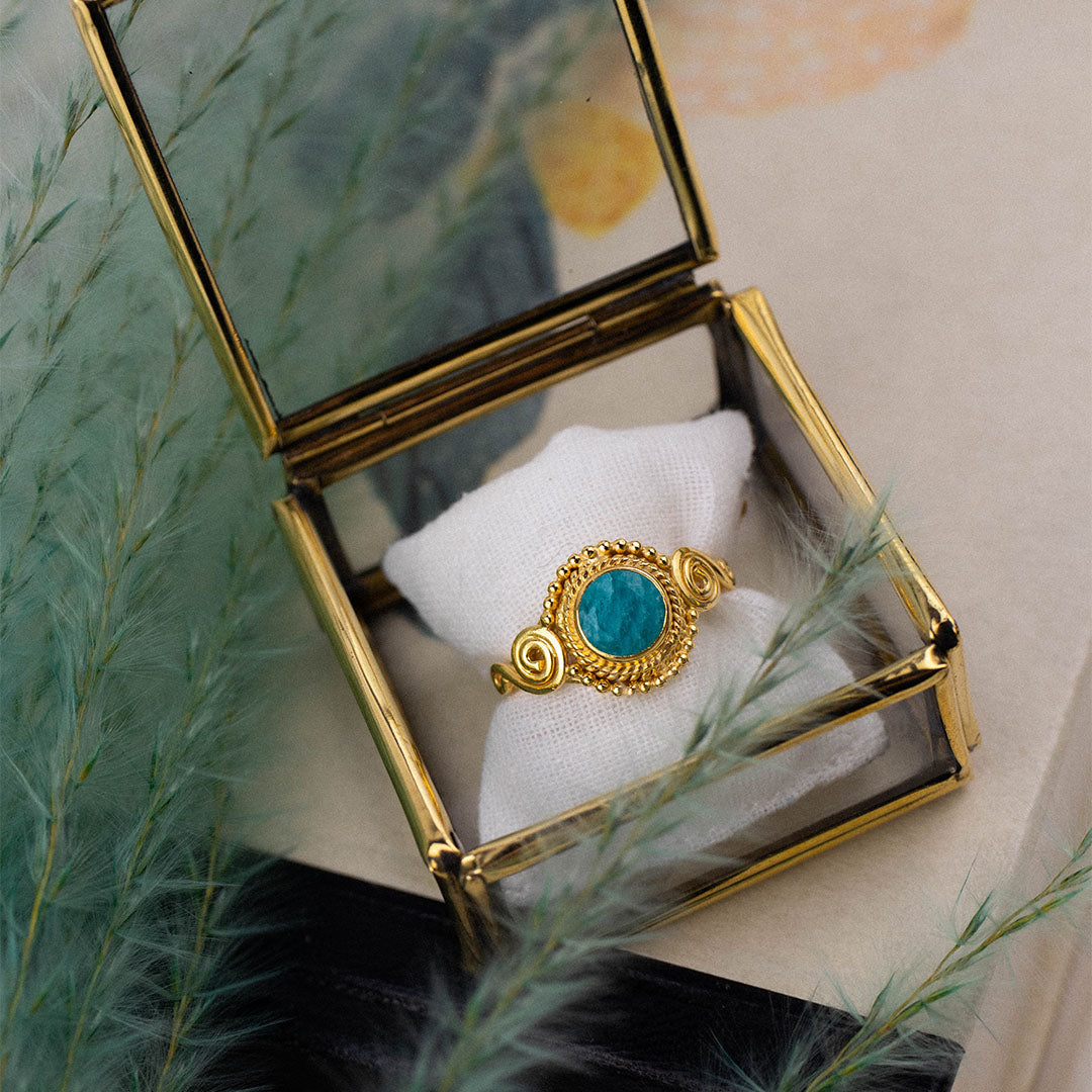 Dara Amazonit Ring Golden - Spirit of Liebs
