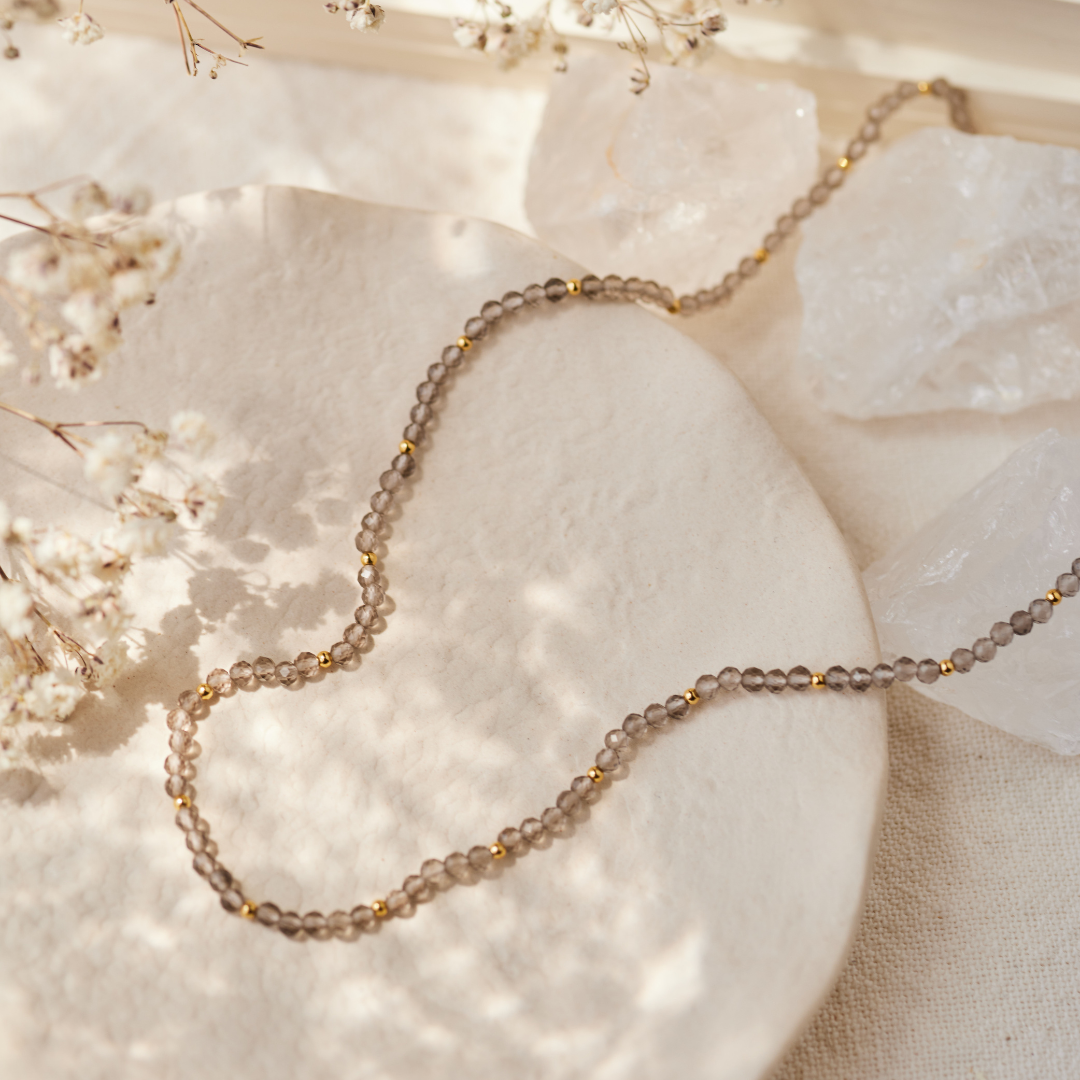 "Echoes of the Universe" Rauchquarz Kette Golden