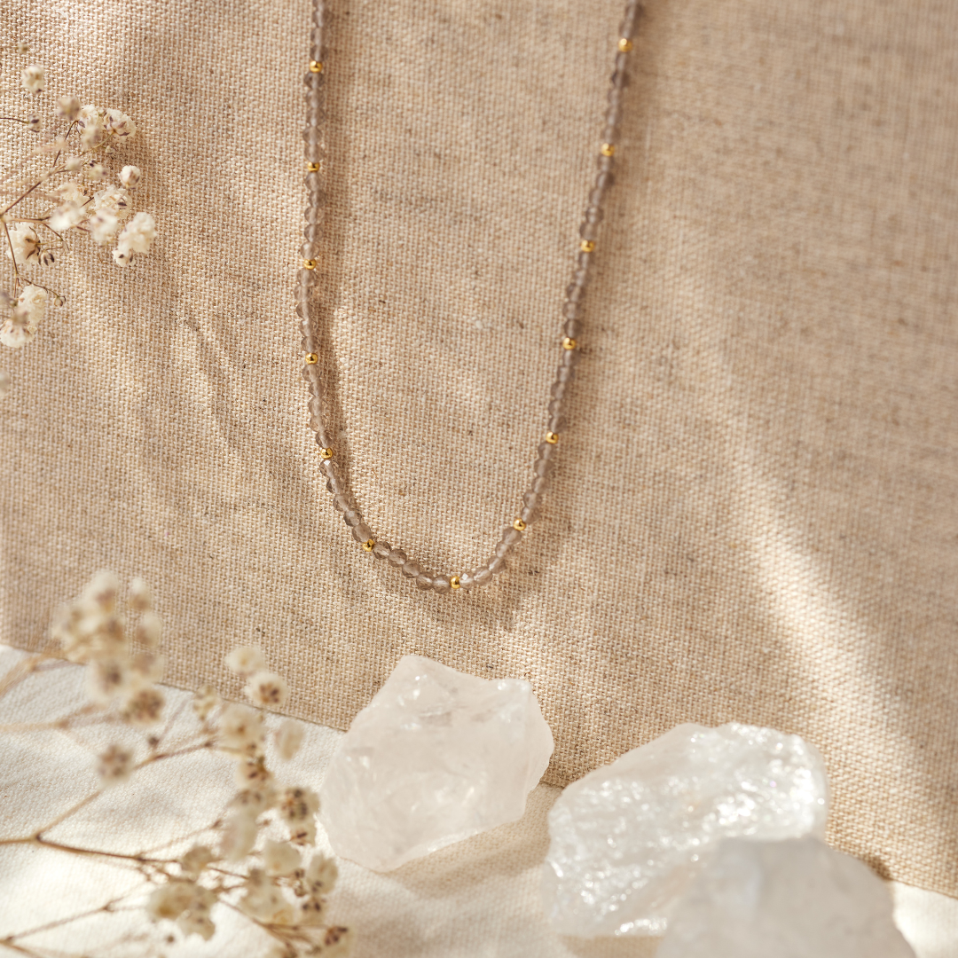 "Echoes of the Universe" Rauchquarz Kette Golden