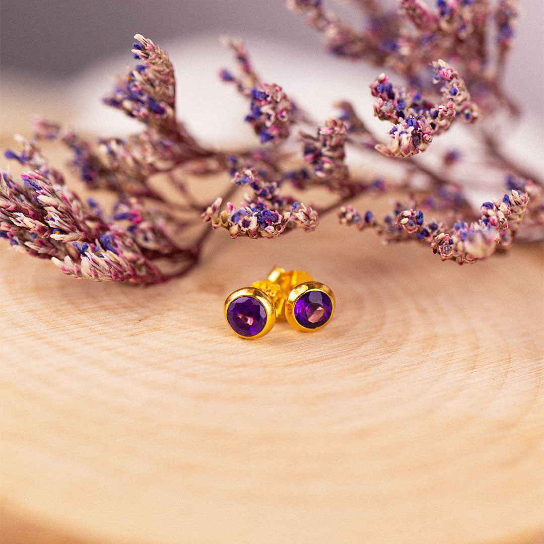 Fische Amethyst Ohrstecker Golden