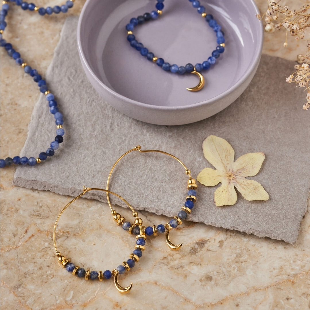 "Fly me to the moon" Sodalith Hoops Golden