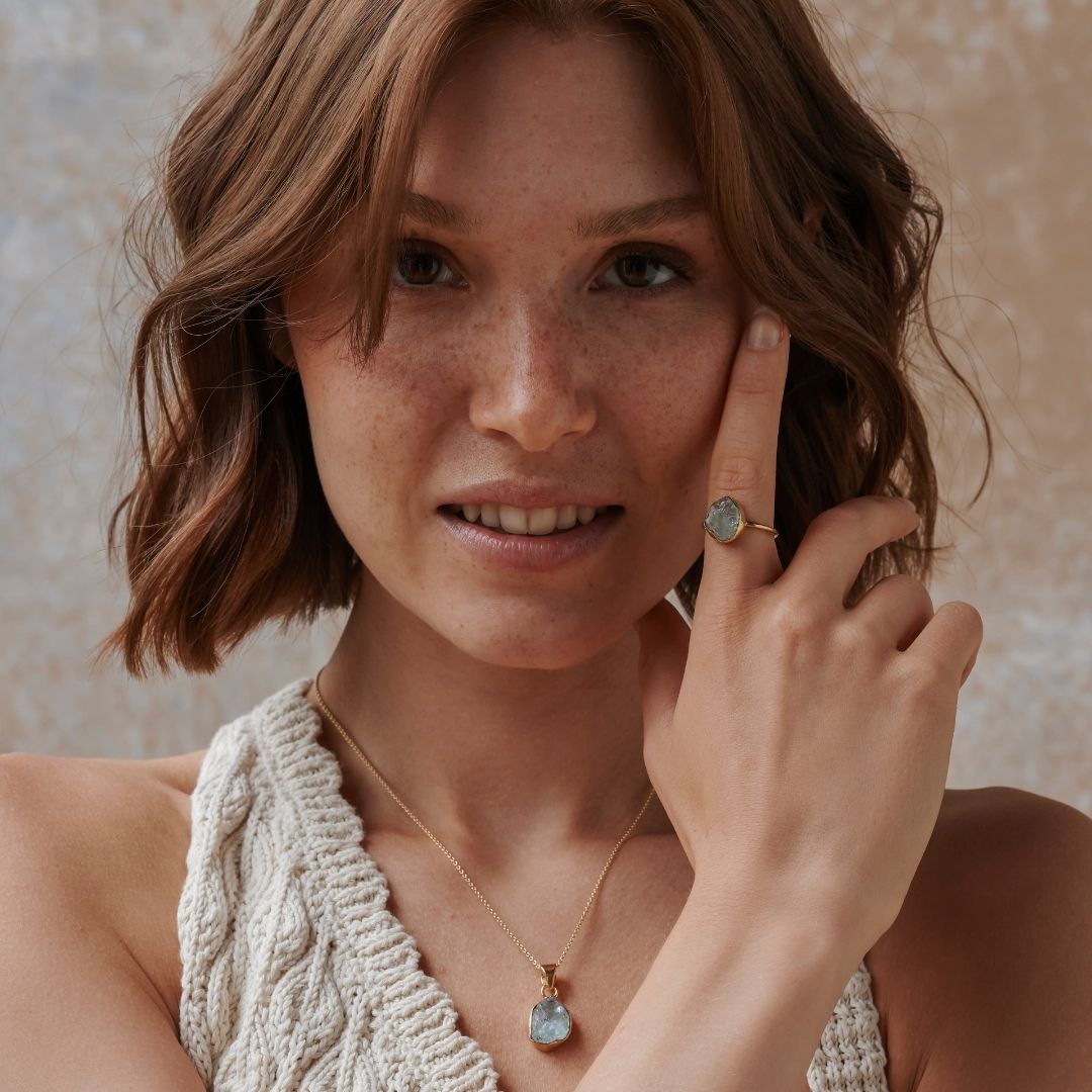 Gaia Aquamarin Ring Golden