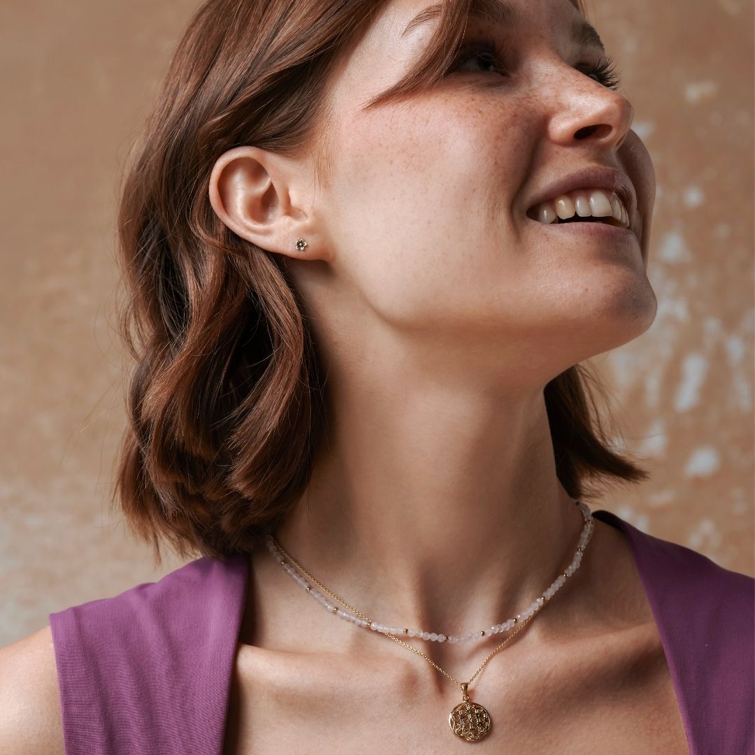 "I am loved" Rosenquarz Kette Golden