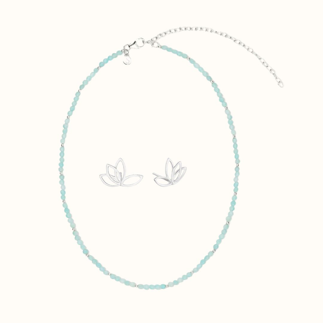 “I can and I will” Amazonit Silber Set