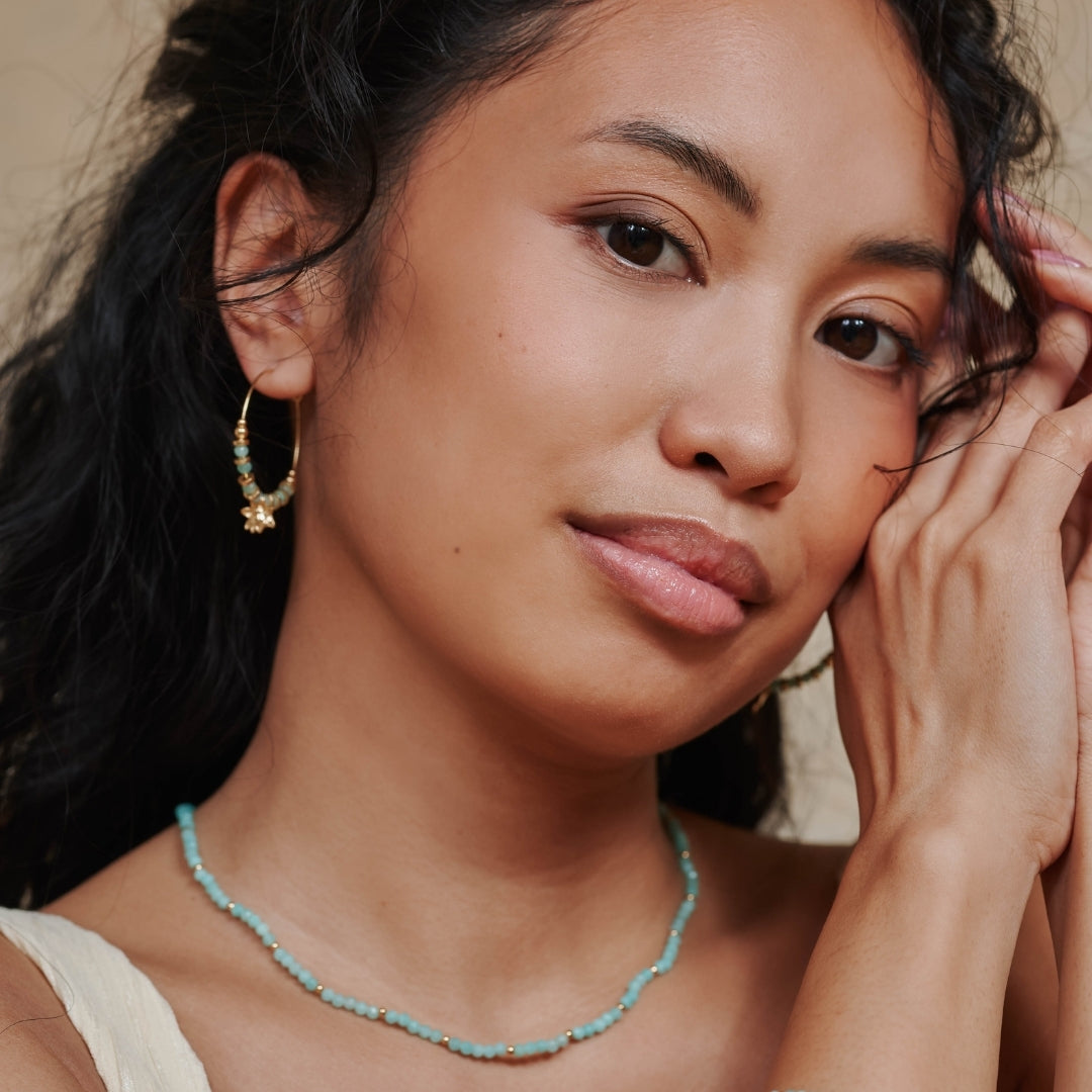 "I can and I will" Amazonit Kette Golden