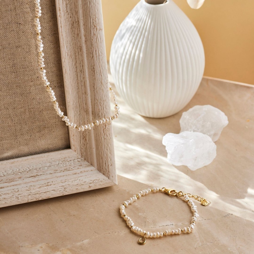 "I feel alive" Perlen Armband Golden