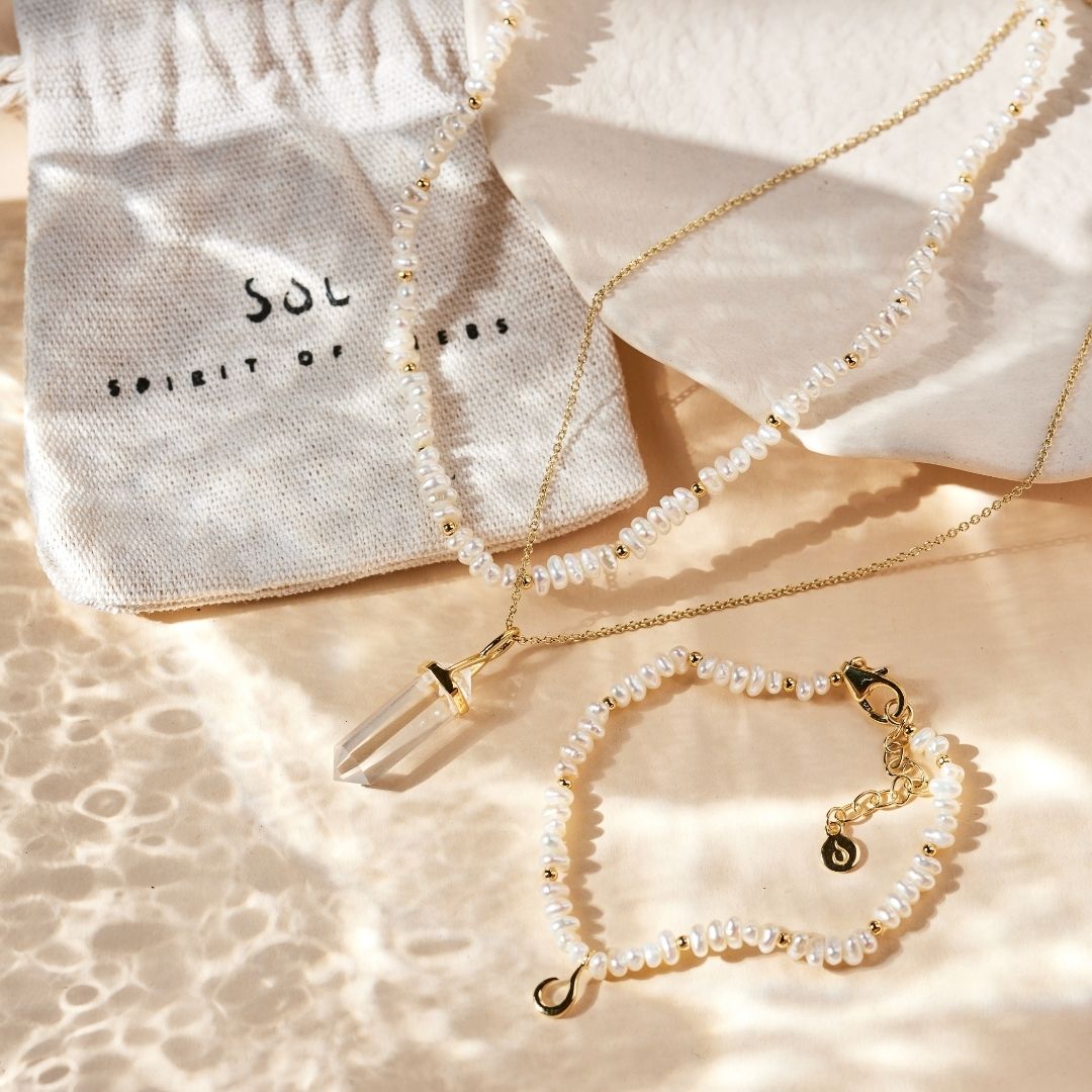 "I feel alive" Perlen Armband Golden