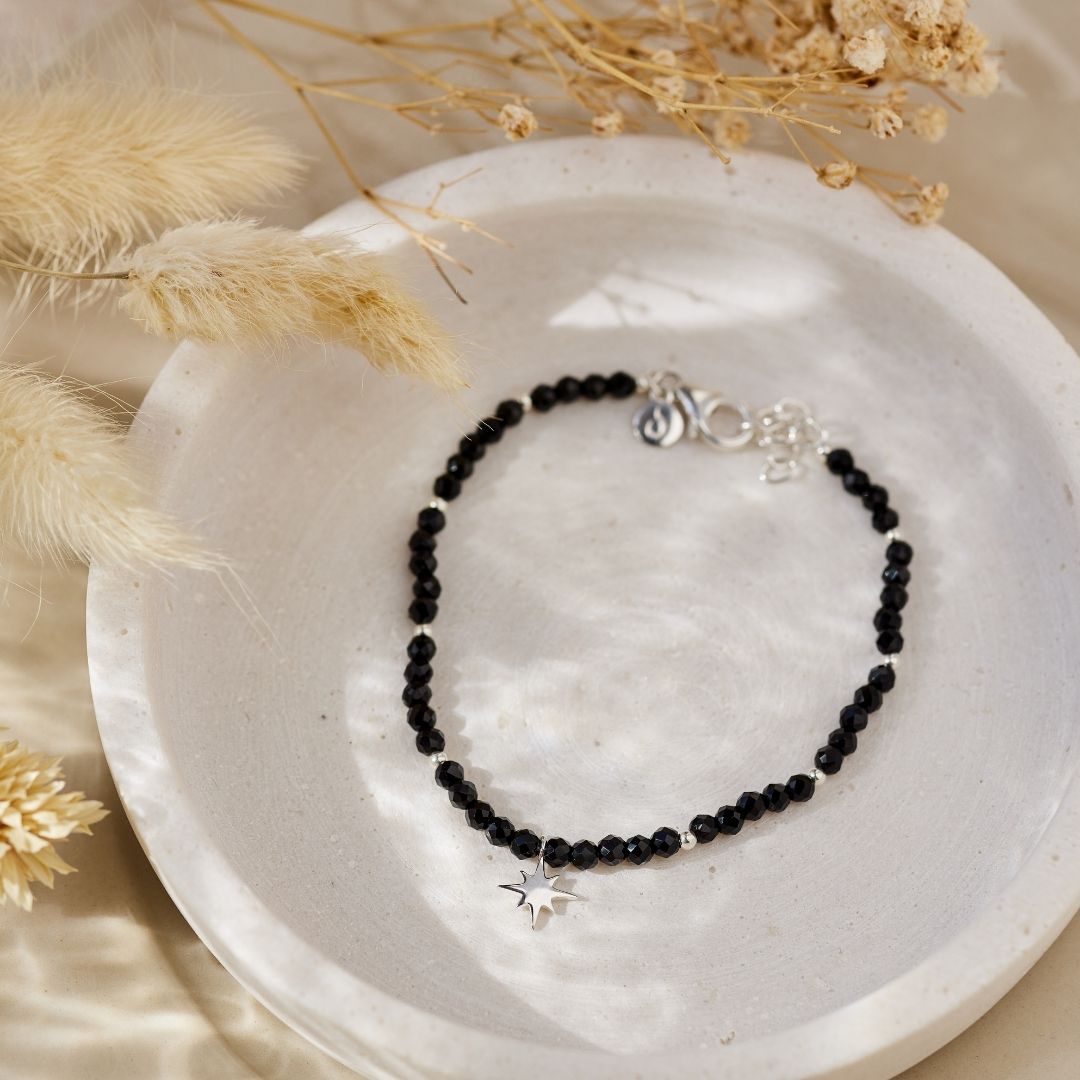 "I feel protected" Onyx Armband Silber