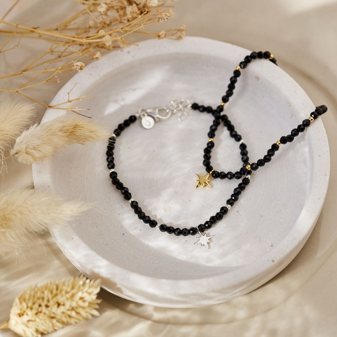 "I feel protected" Onyx Armband Silber