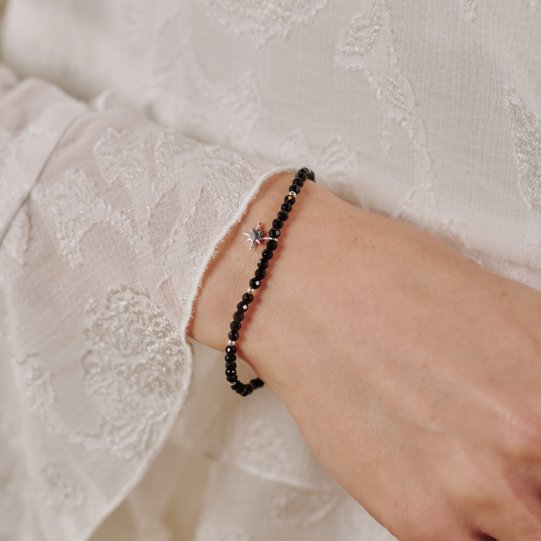 "I feel protected" Onyx Armband Silber
