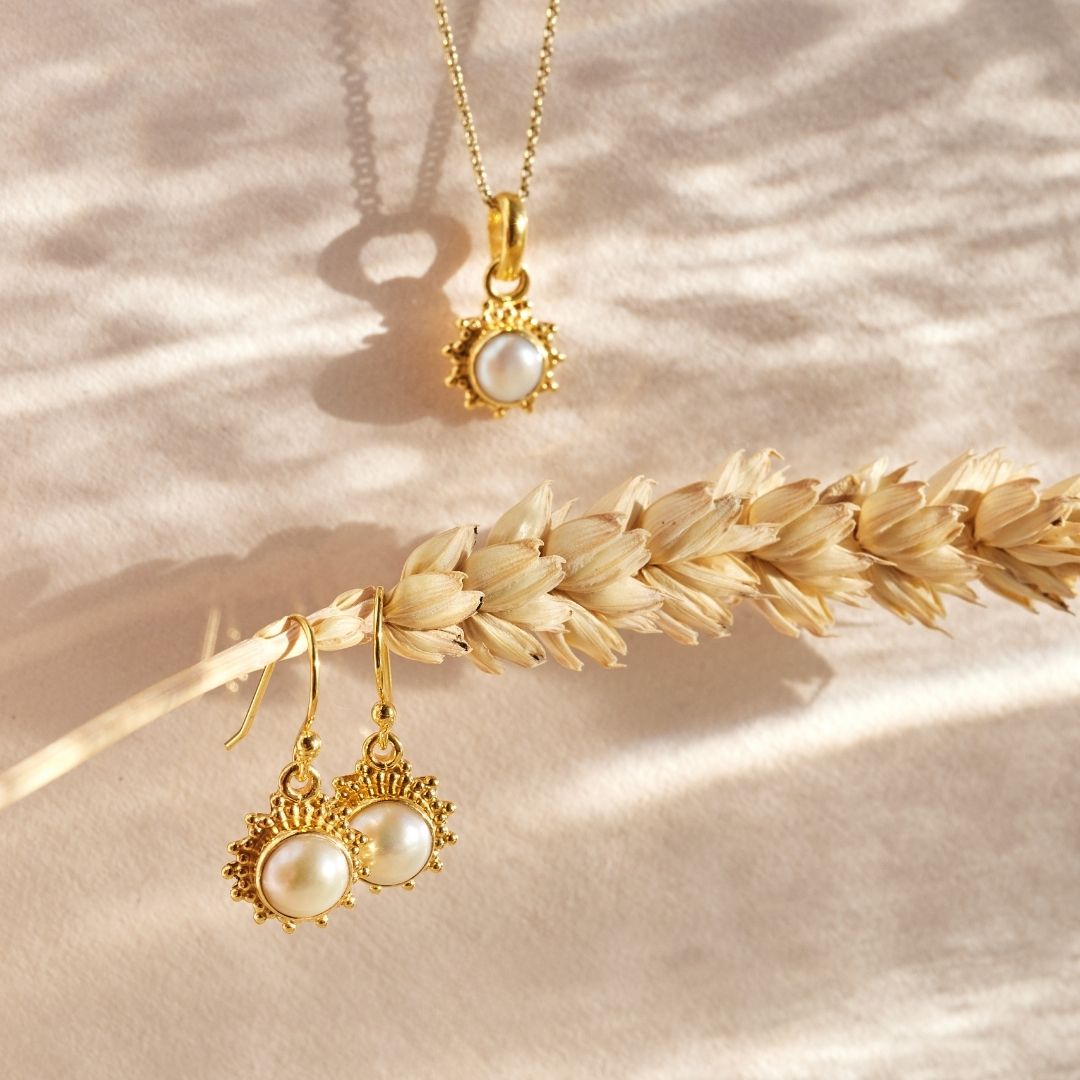 Indische Sonne Süßwasserperle Golden Set