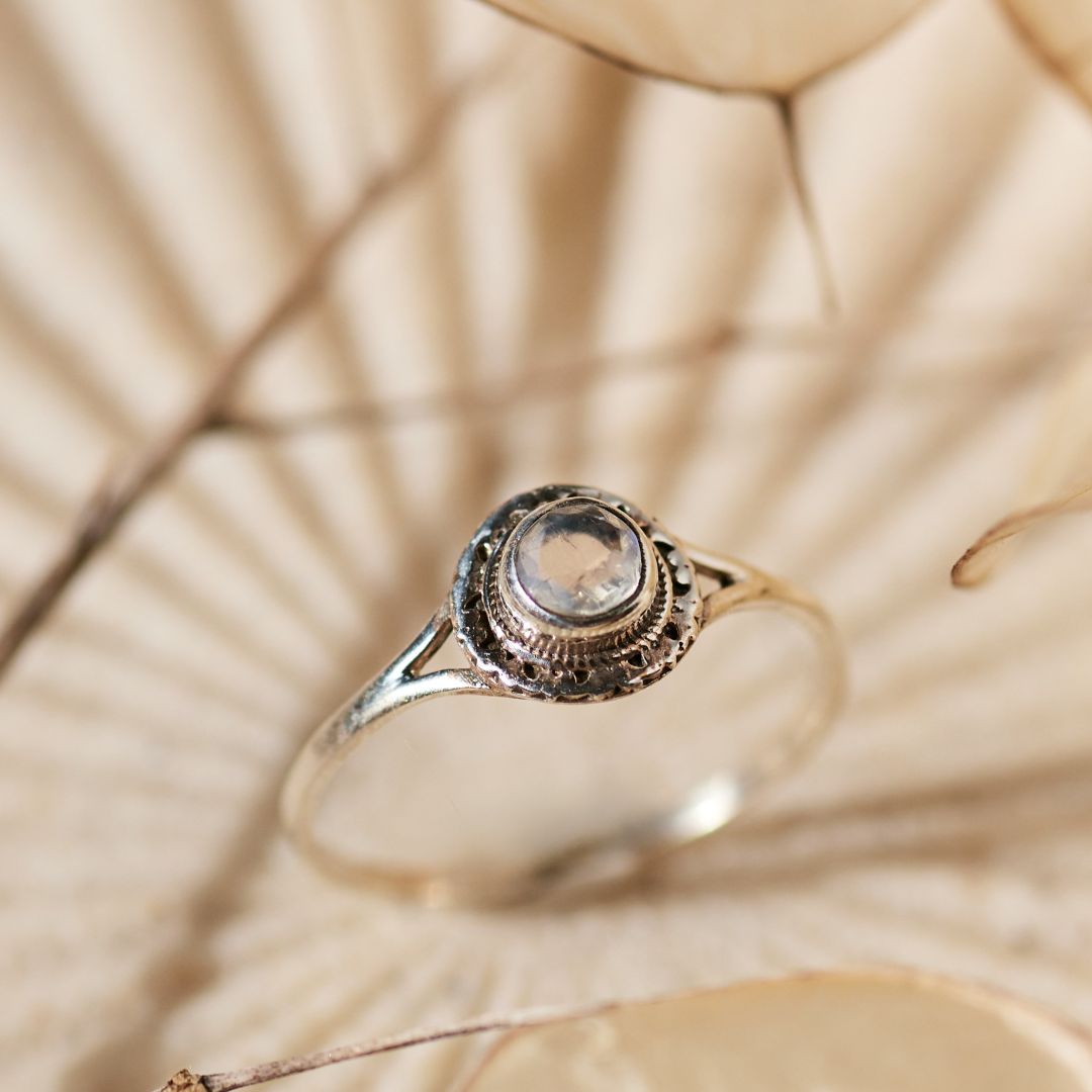Inka Mondstein Ring Silber